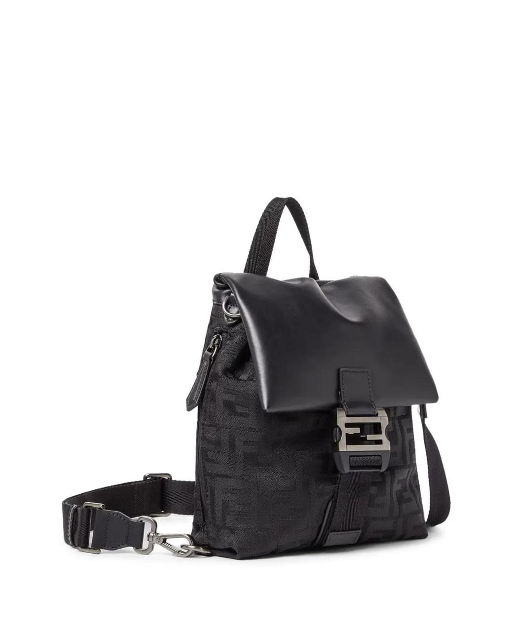 Fendi Black Flux Buckle Ff-Motif Shoulder Bag for men