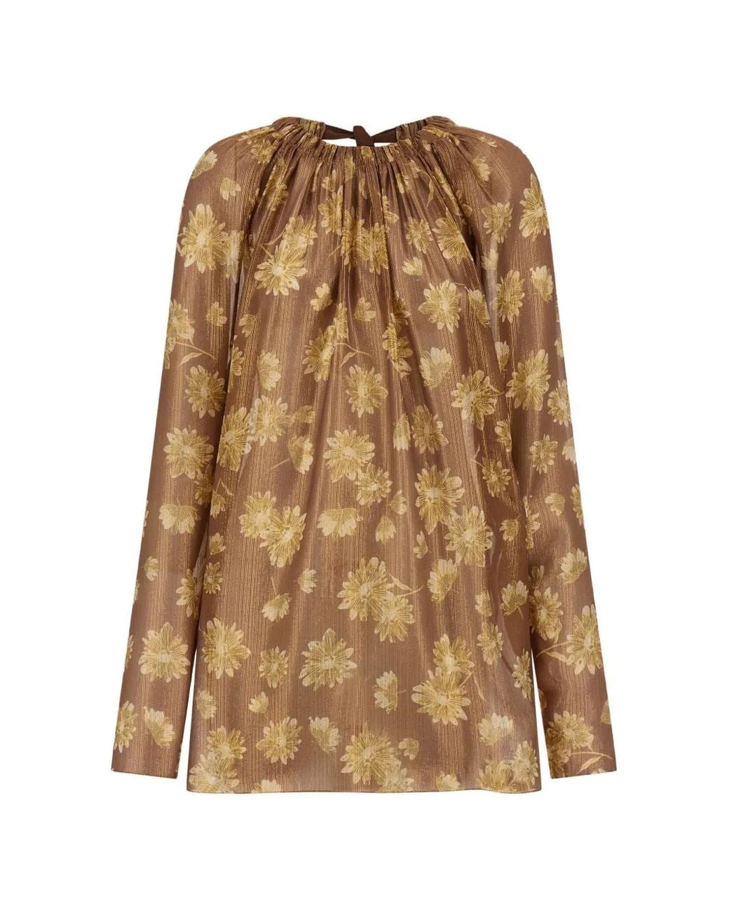Ferragamo Natural Silk Lamé Blouse