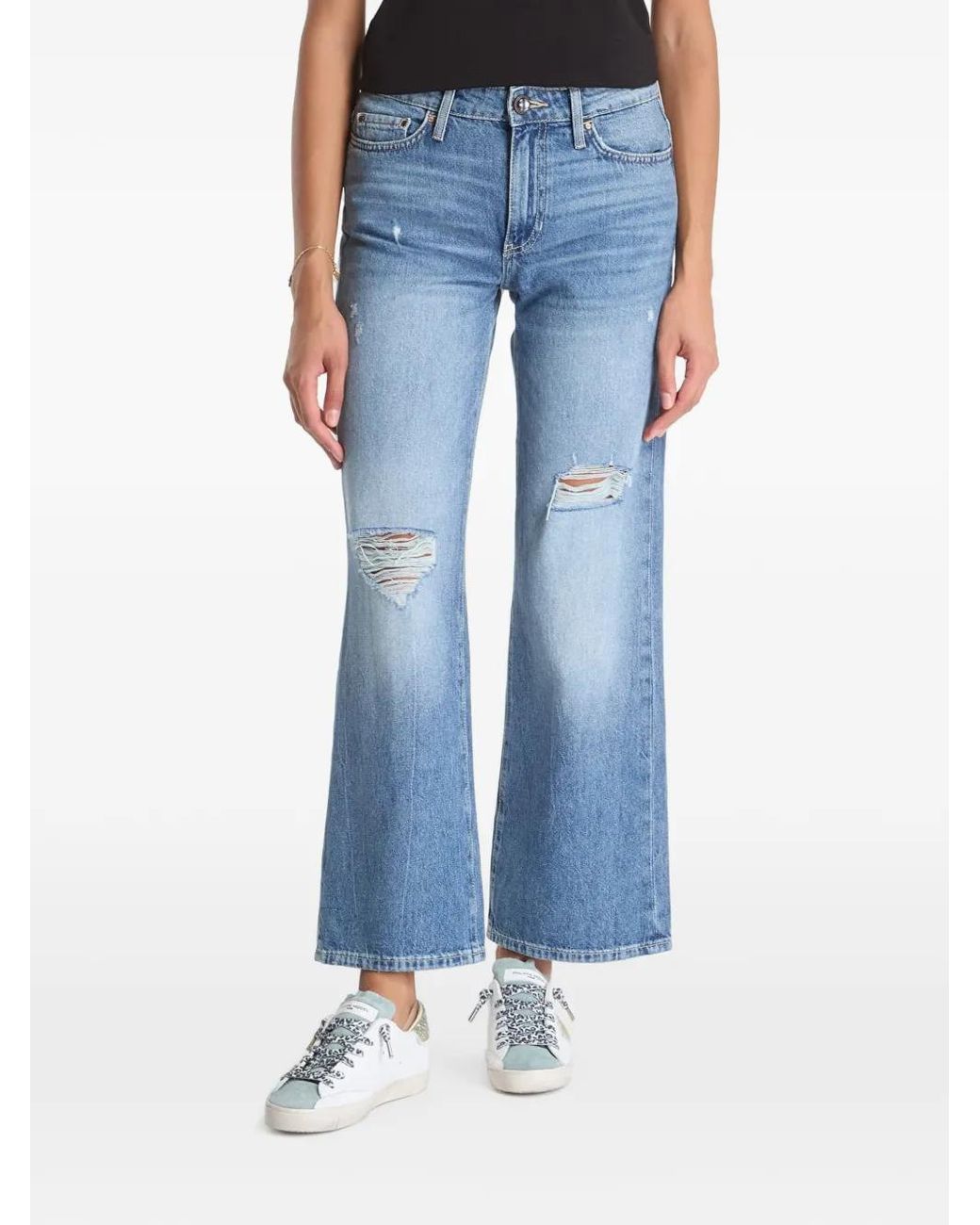 Guess Blue Distressed Wide-Leg Jeans