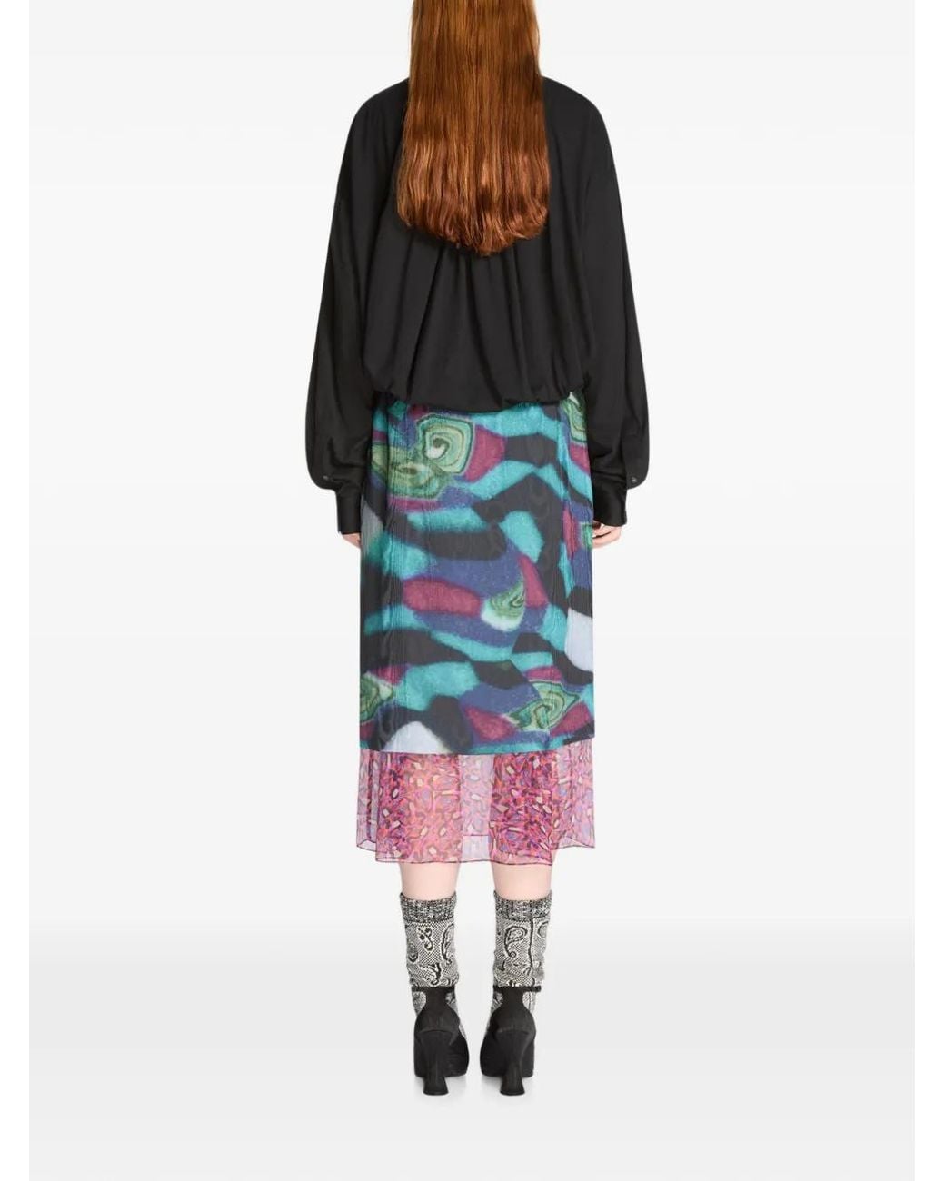 Dries Van Noten Black Layered Moiré Skirt