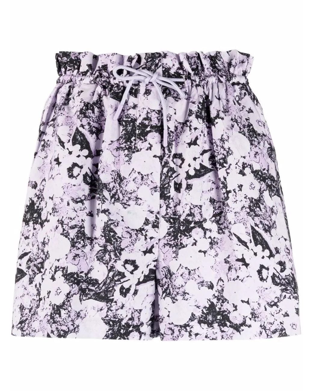 Remain Purple Paperbag Waist Abstract Pattern Shorts