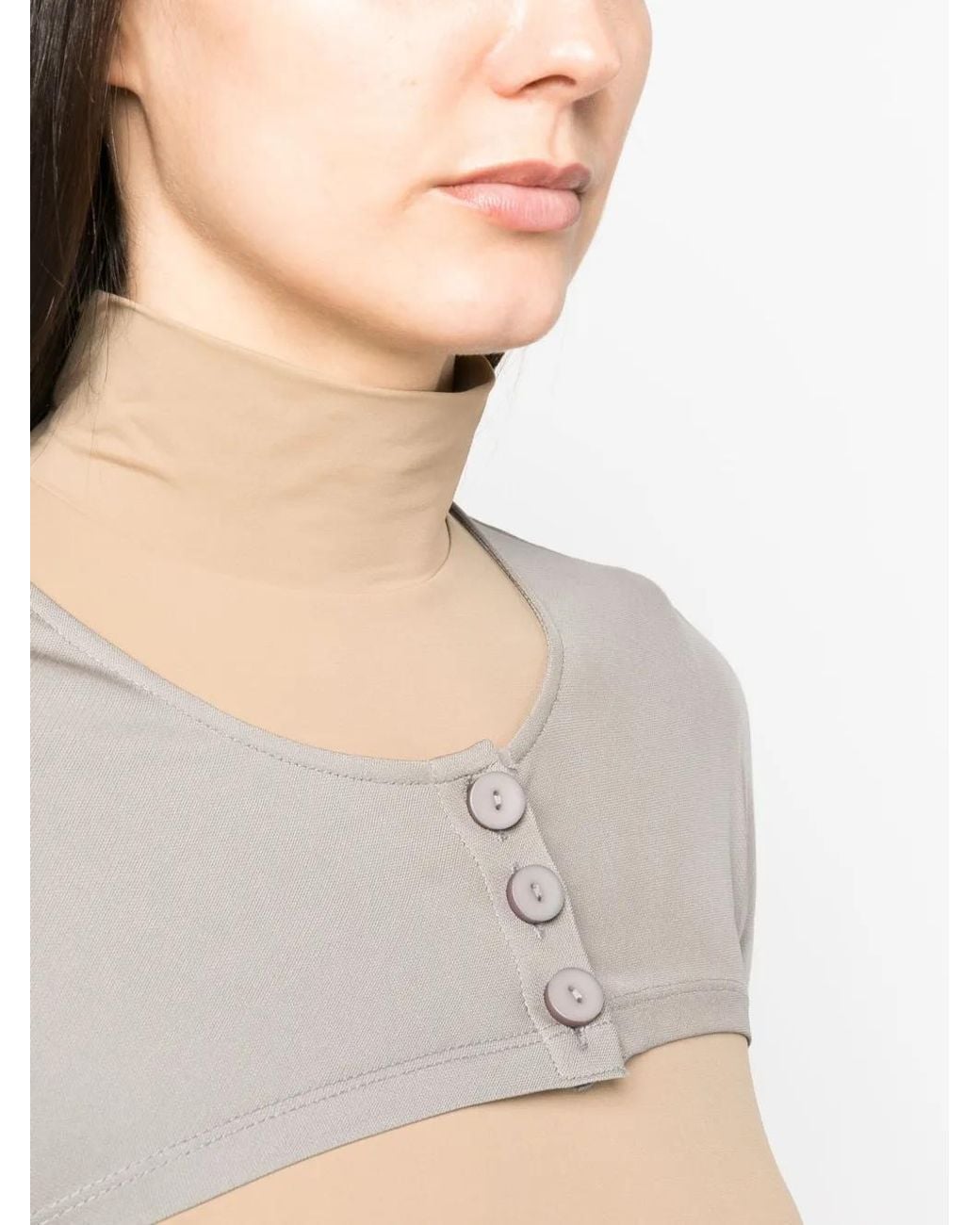 Christopher Esber Gray Long-Sleeve Cropped Top