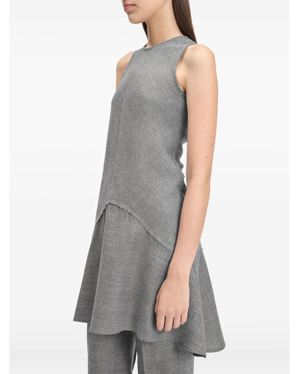 BITE STUDIOS Gray Sleeveless Asymmetrical Mini Dress
