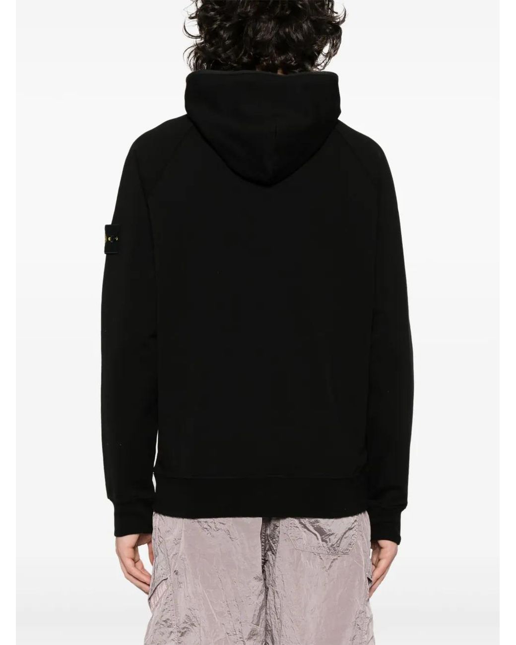 Stone Island Black Compass-Motif Hoodie for men