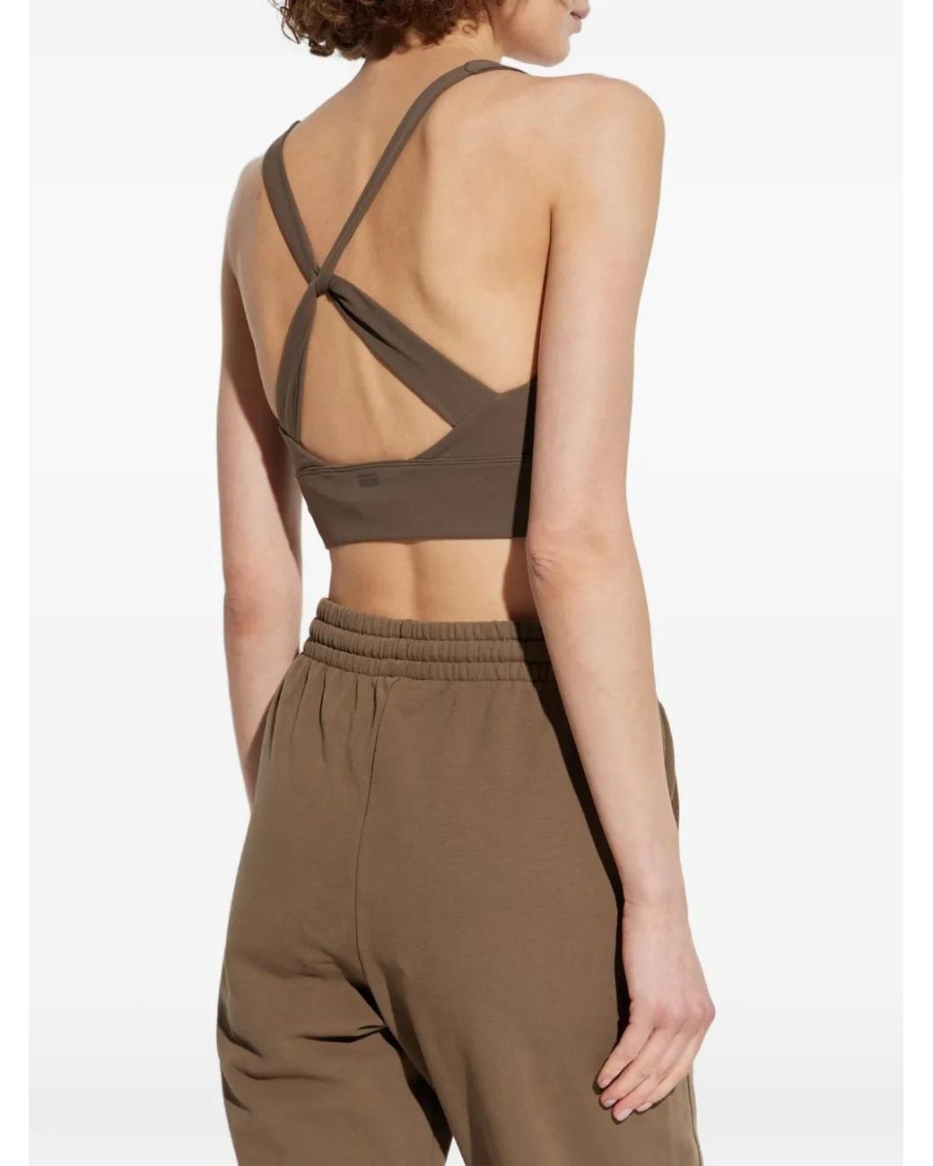 Rethinkit Studios Brown Sienna Crossover-Strap Training Top