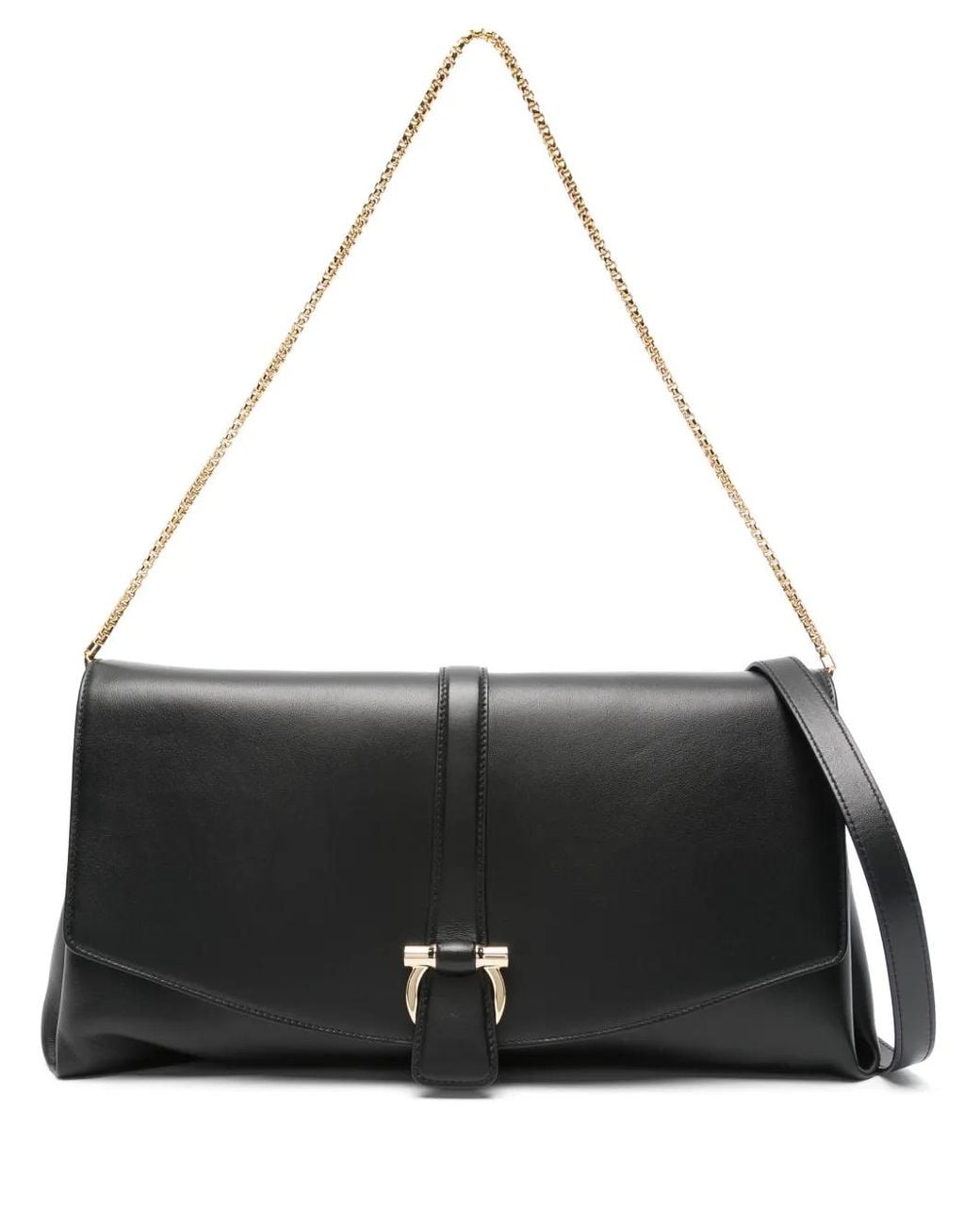 Ferragamo Black Gancini-Buckle Shoulder Bag