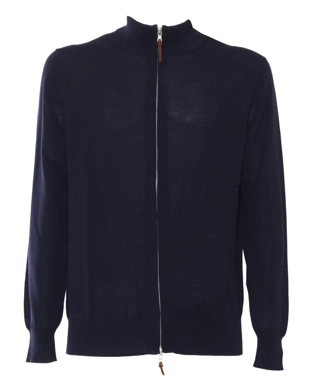 Ballantyne Blue Zip-Fastening Cotton Cardigan for men