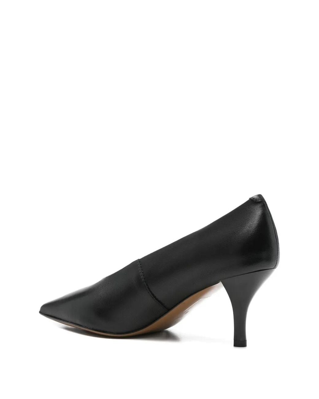 SERGIO MORETTI FIRENZE Black Pointed-Toe Leather Pumps