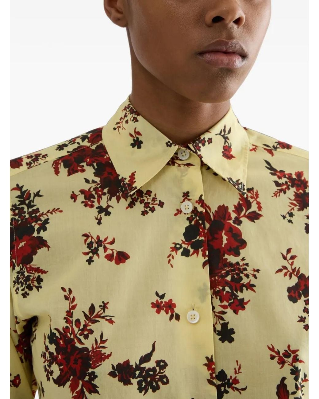 Jil Sander Metallic Cotton Muslin Printed Shirt