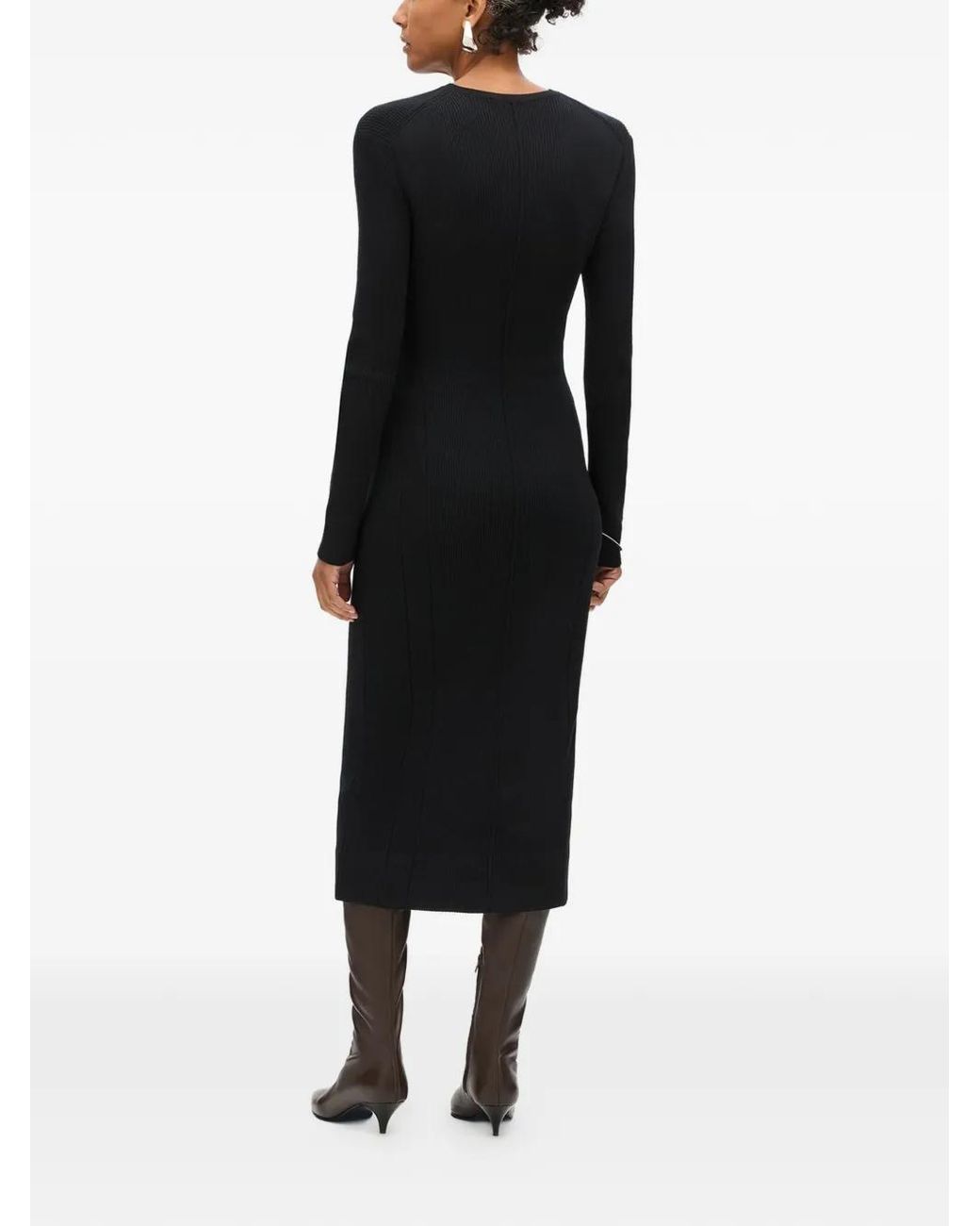 Another Tomorrow Blue Curved-Seam Midi Dress