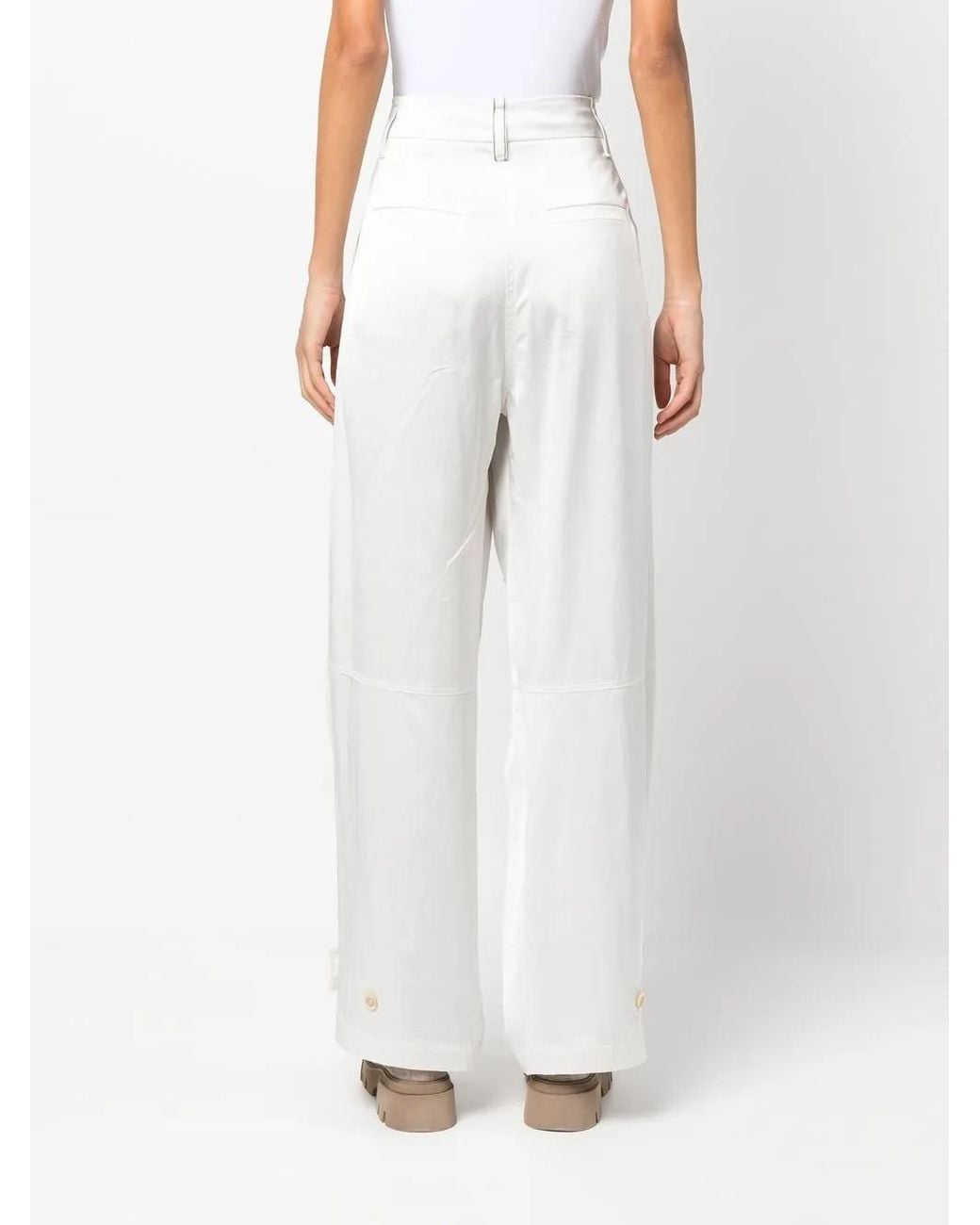 Brunello Cucinelli White Zip-Detail Straight-Leg Cargo Trousers