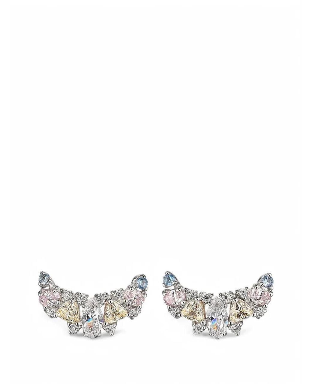 Anabela Chan White Twinkle Ear-Jacket Earrings