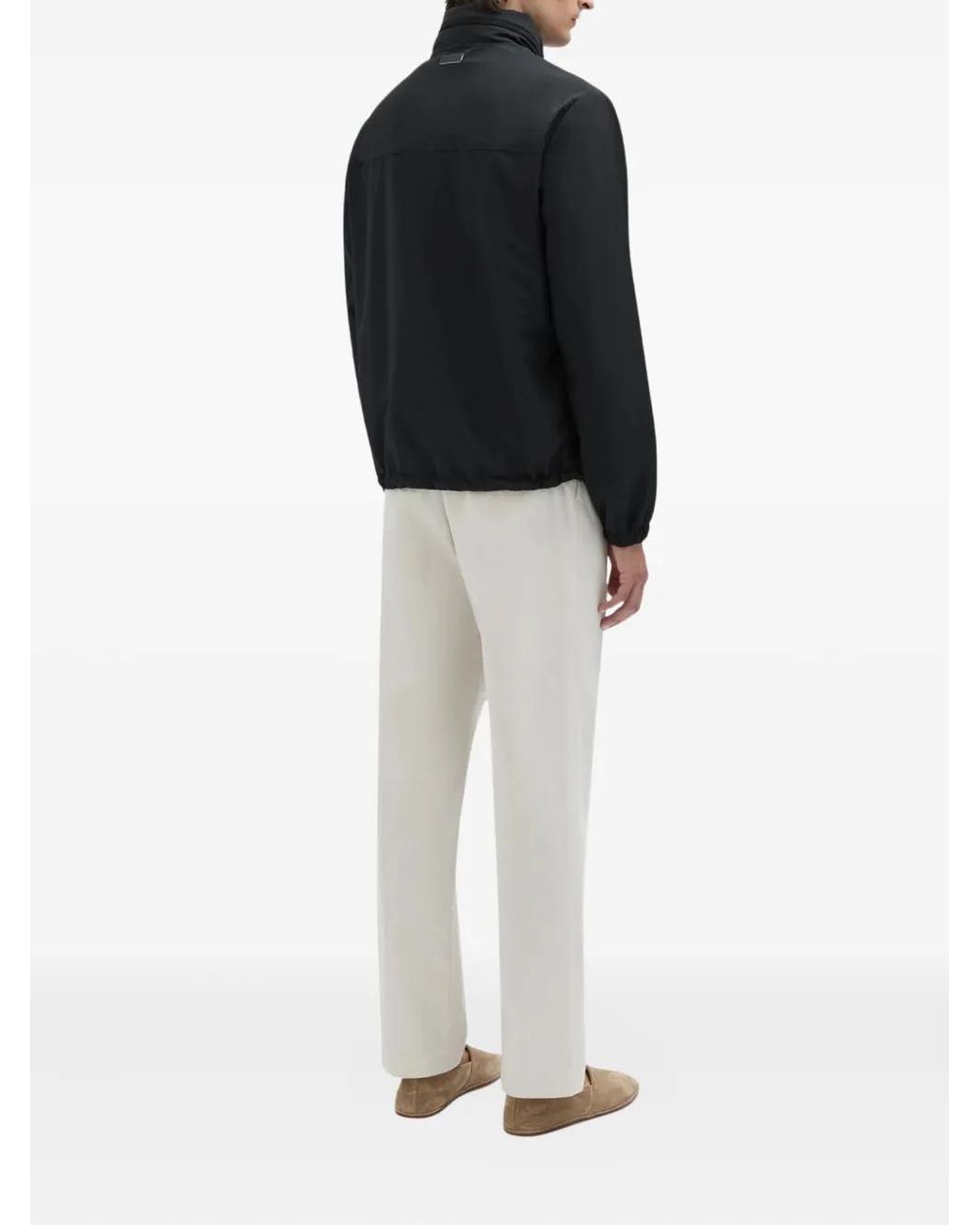 Agnona Black Zip Nylon Caban Jacket for men