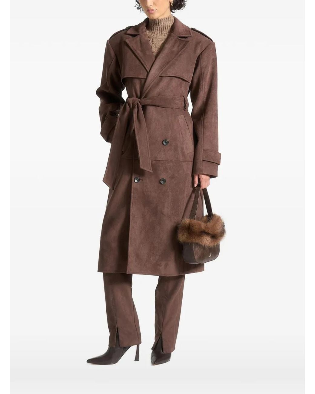 Manière De Voir Brown Amance Double-Breasted Belted Trench Coat