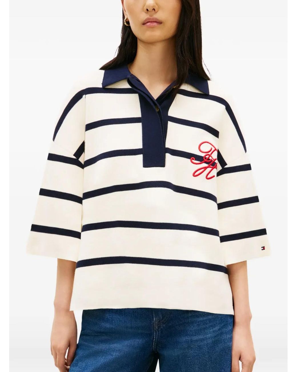 Tommy Hilfiger White Polo À Rayures
