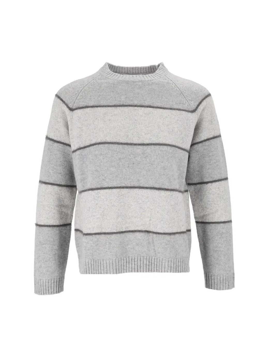 Kangra Gray Striped Crew-Neck Sweater