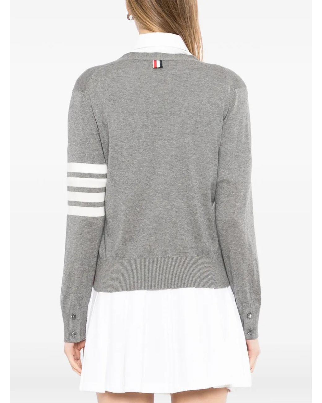 Thom Browne Gray Tennis Logo Cardigan
