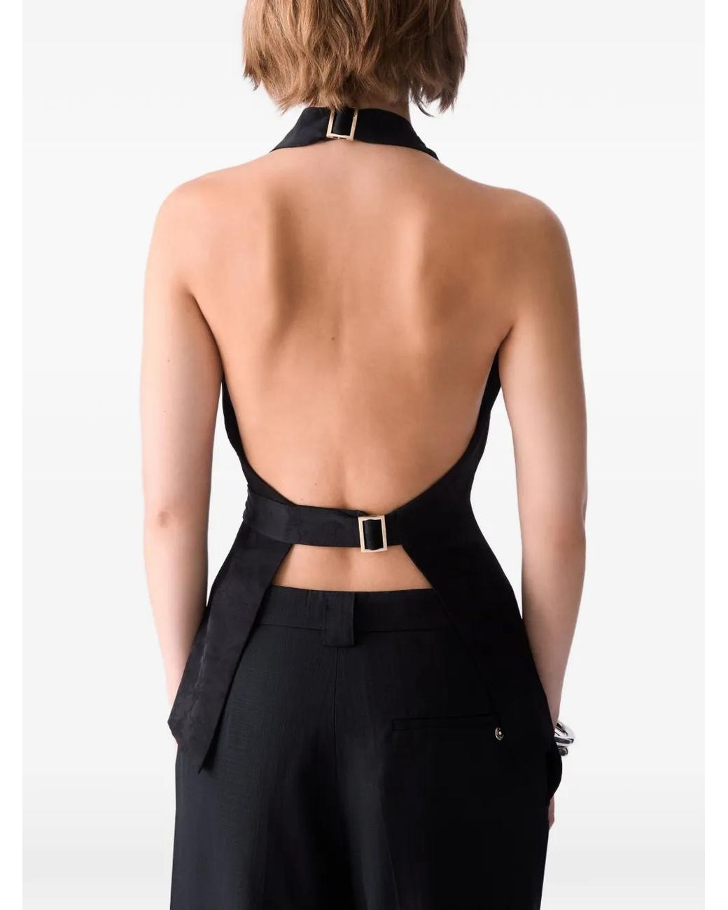 Liu Jo Black Jacquard Top With Jewel Embroidery