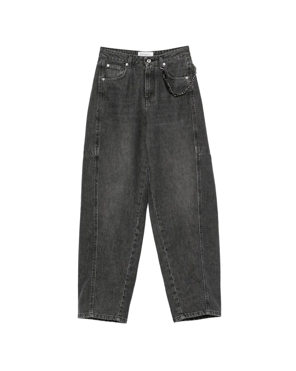 ERMANNO FIRENZE Gray Chain-Link Wide-Leg Jeans