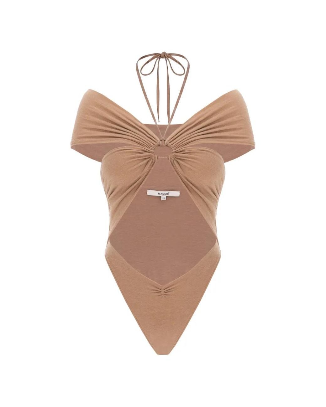 MANURI White Eleni Cut-Out Off-Shoulder Bodysuit