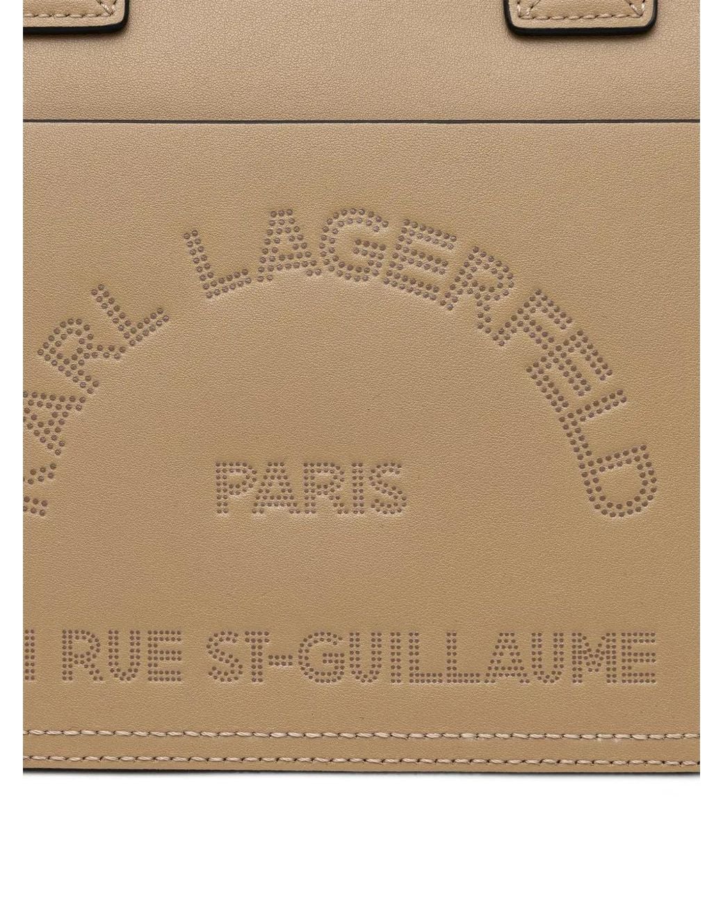 Karl Lagerfeld Natural Perforated Logo-Strap Tote Bag
