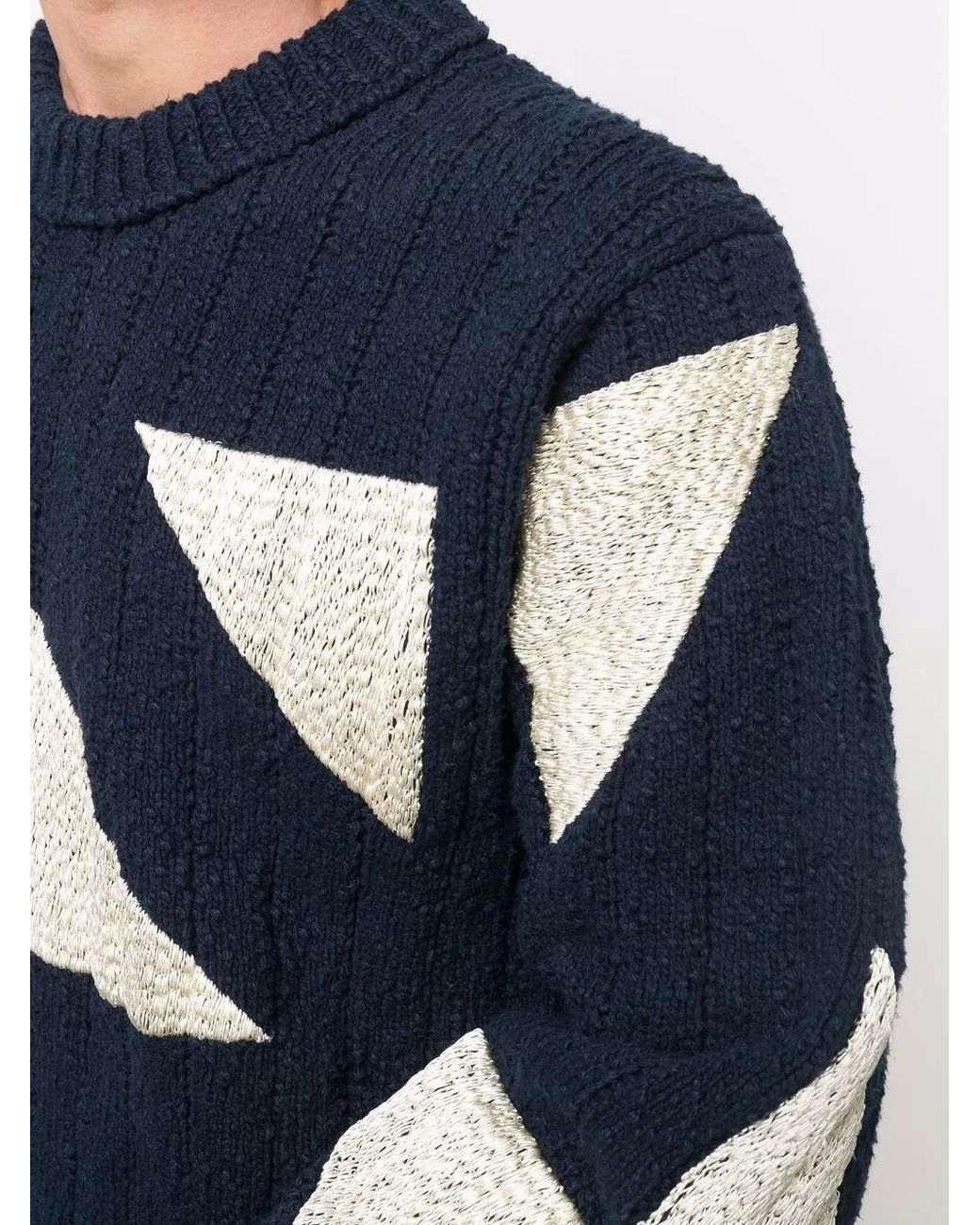 OAMC Blue Geometric Crew-Neck Jumper for men