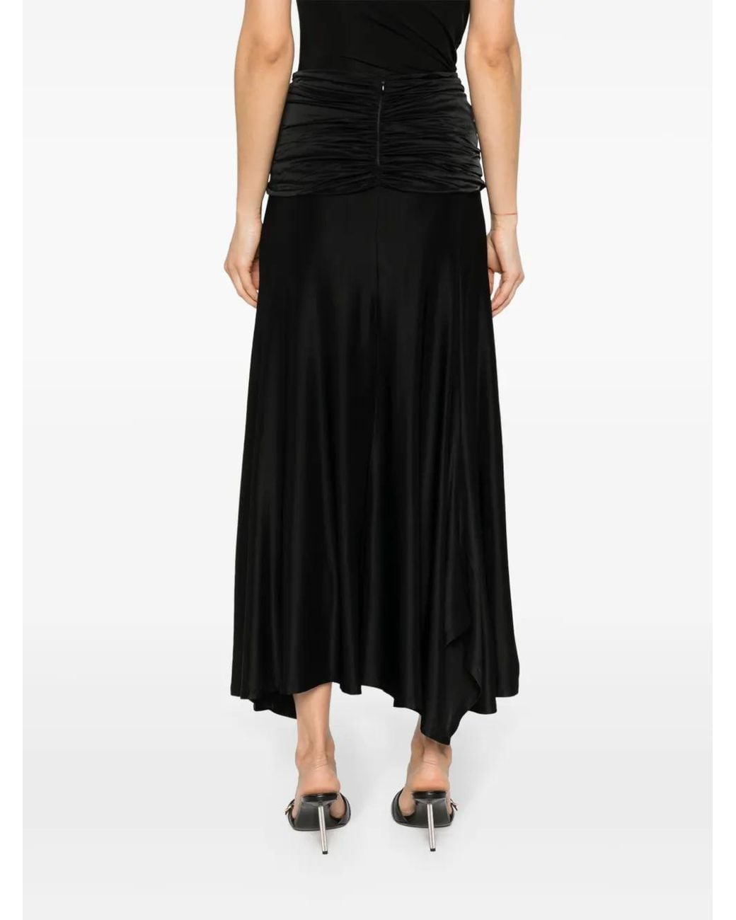 Rabanne Black Drape-Detail Maxi Skirt