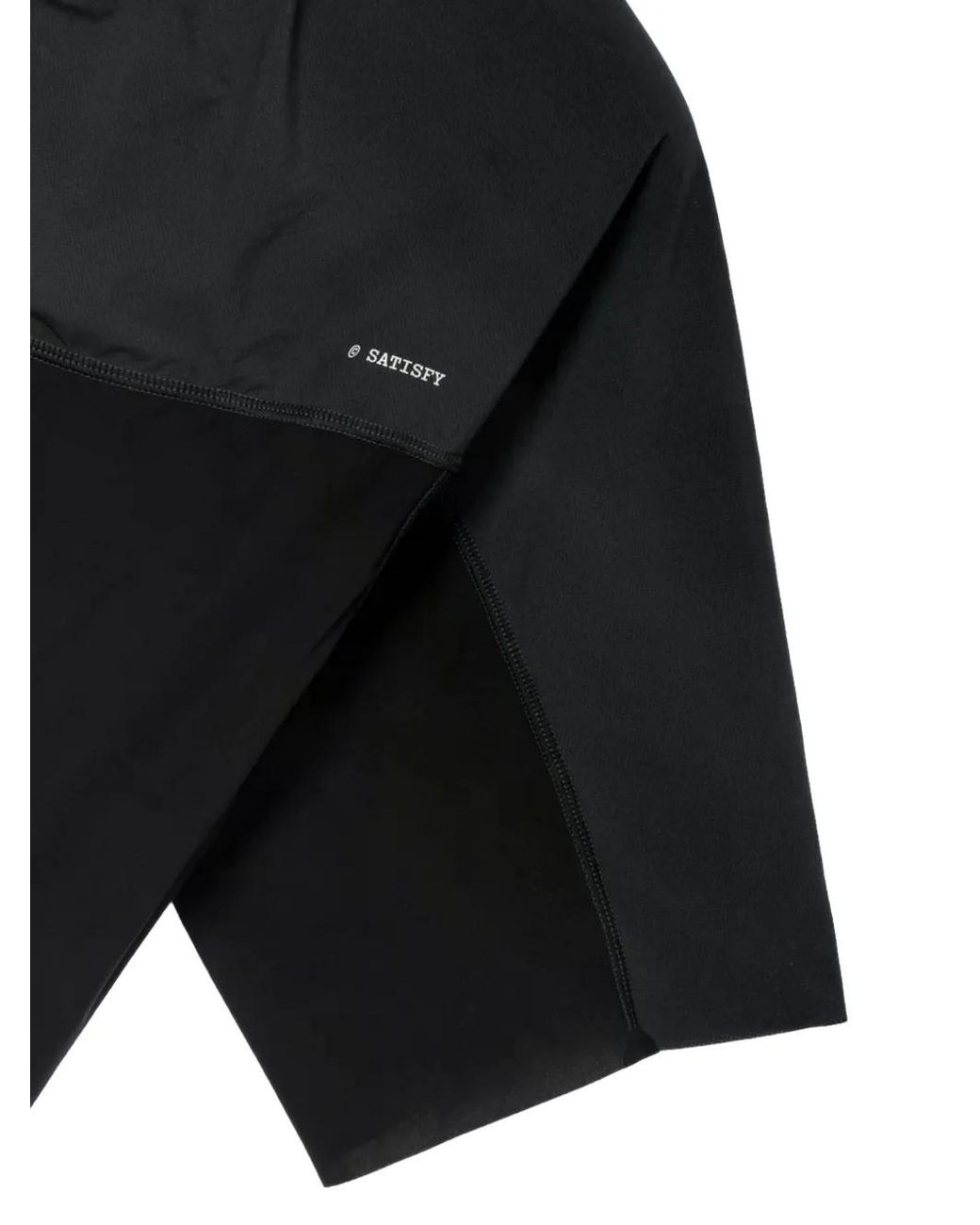 Satisfy Black Panelled Zip-Neck T-Shirt for men