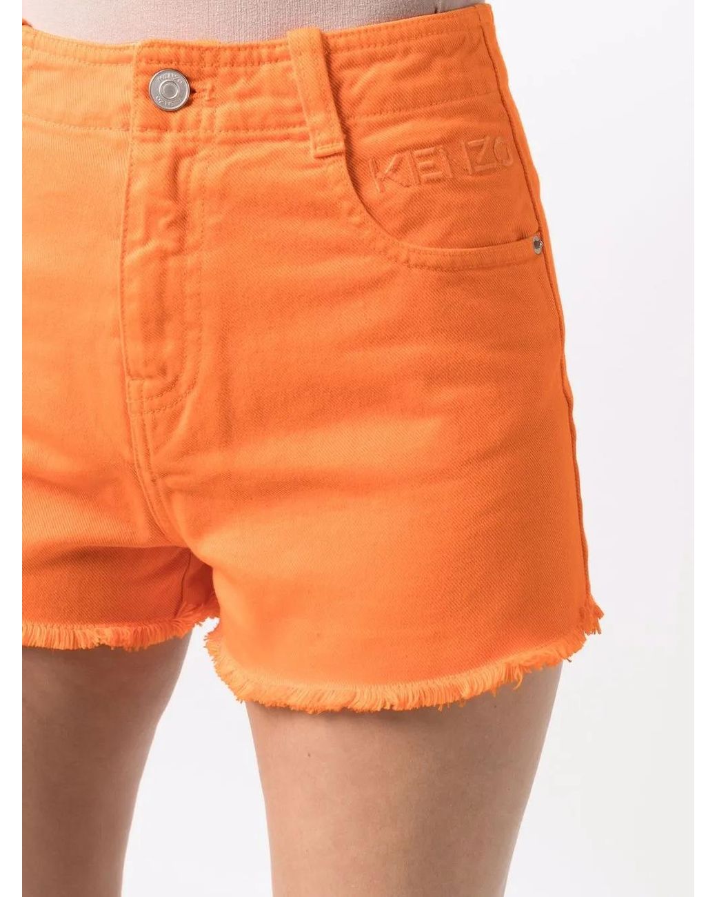 KENZO Orange Raw-edge Shorts