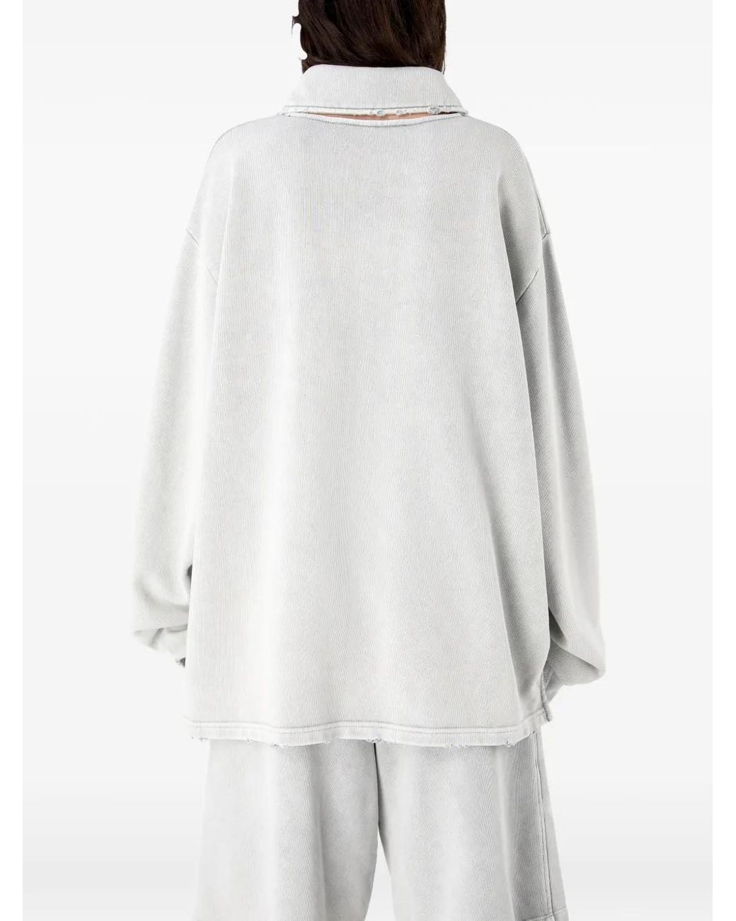 CAMPERLAB White Frayed Collar Sweatshirt