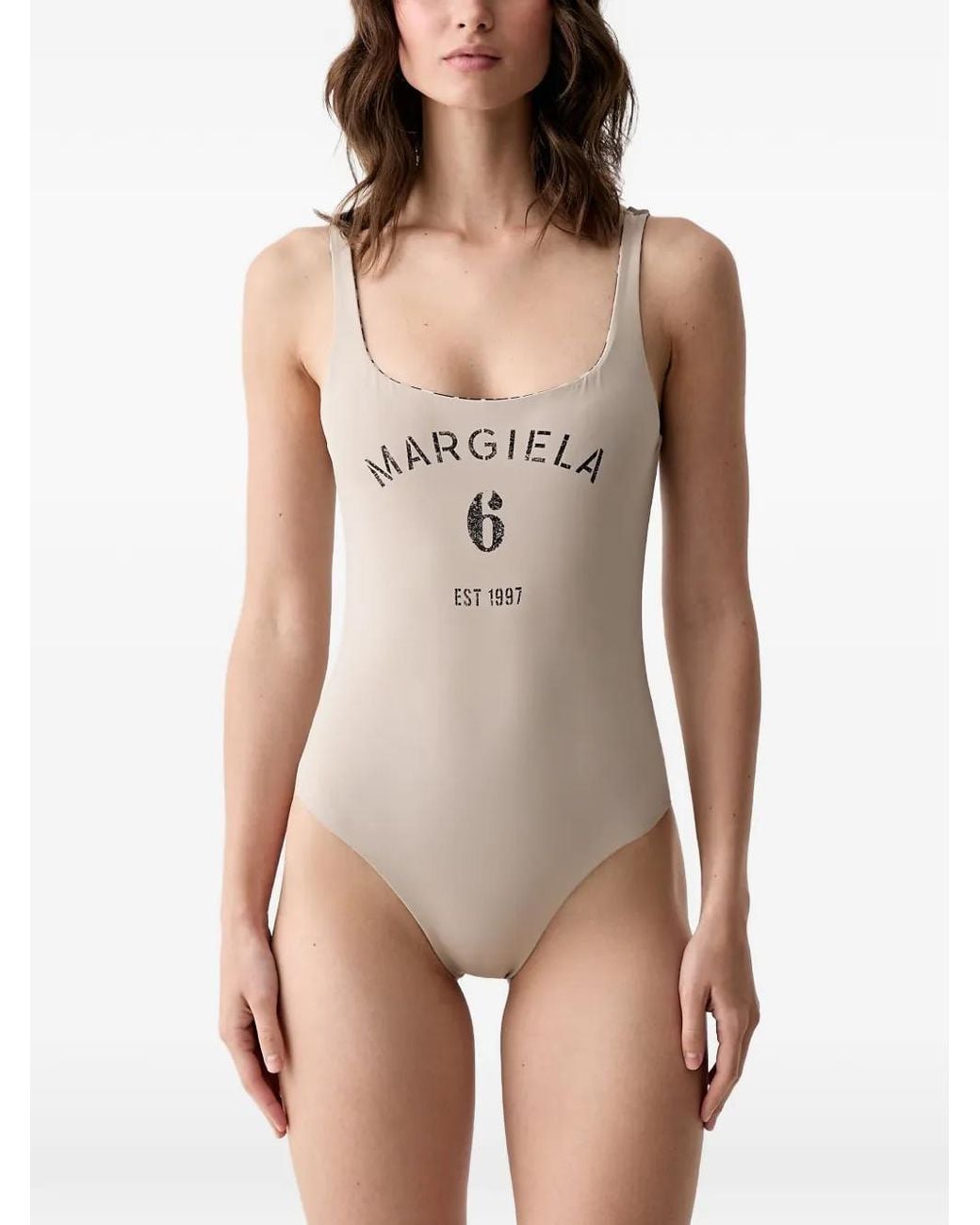 MM6 by Maison Margiela Natural Floral-Print Reversible Swimsuit