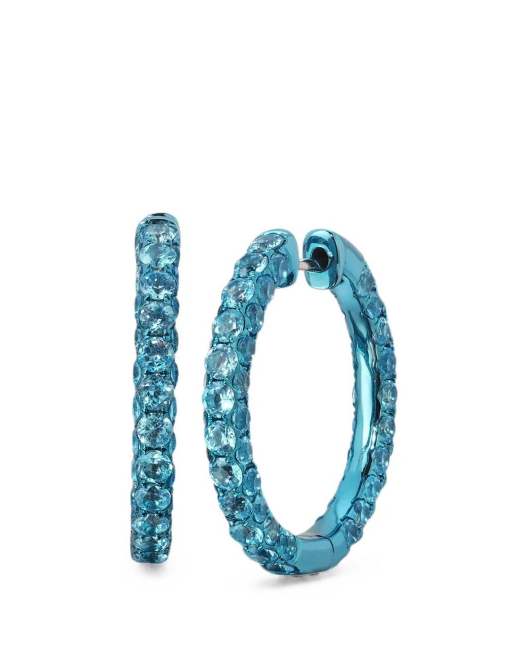Graziela Blue Three-Sided Topaz Hoop Earrings