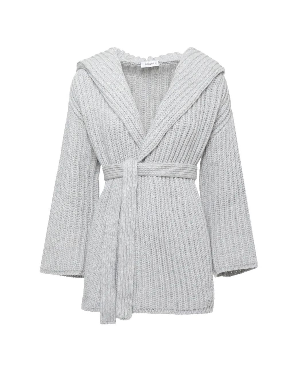 Kangra Gray Ribbed Hooded Cardigan
