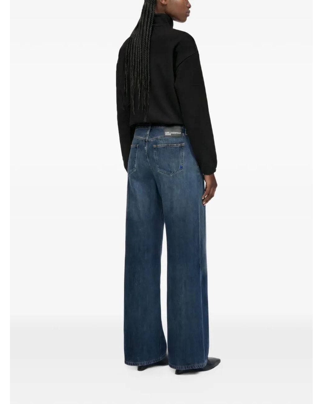 Karl Lagerfeld Blue Low-Rise Wide-Leg Jeans