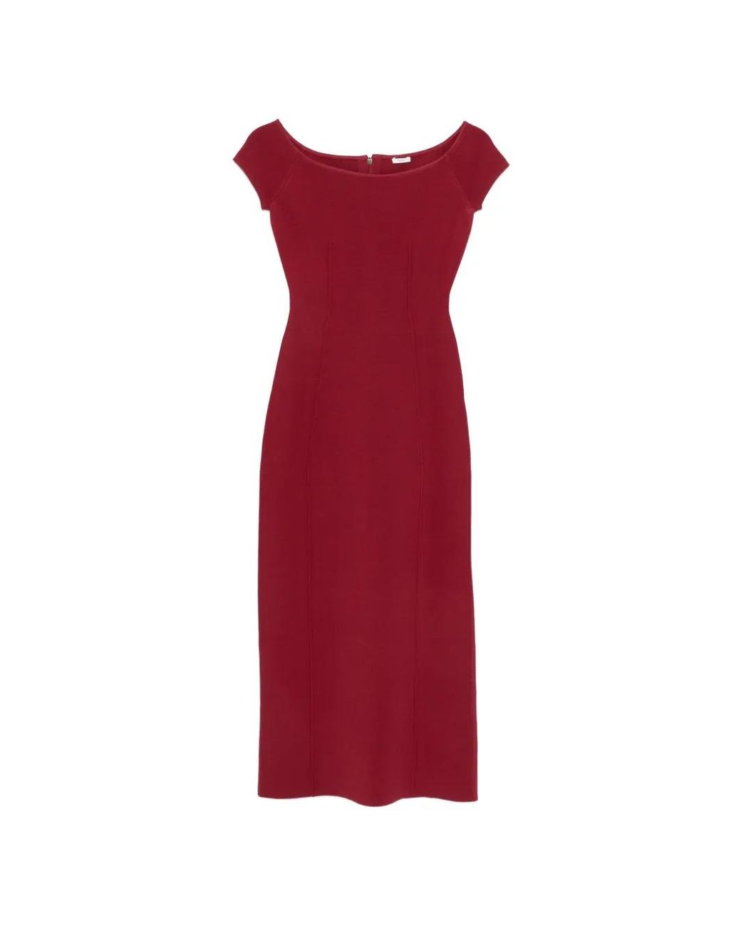 Joseph Red Foin Off-Shoulder Midi Dress