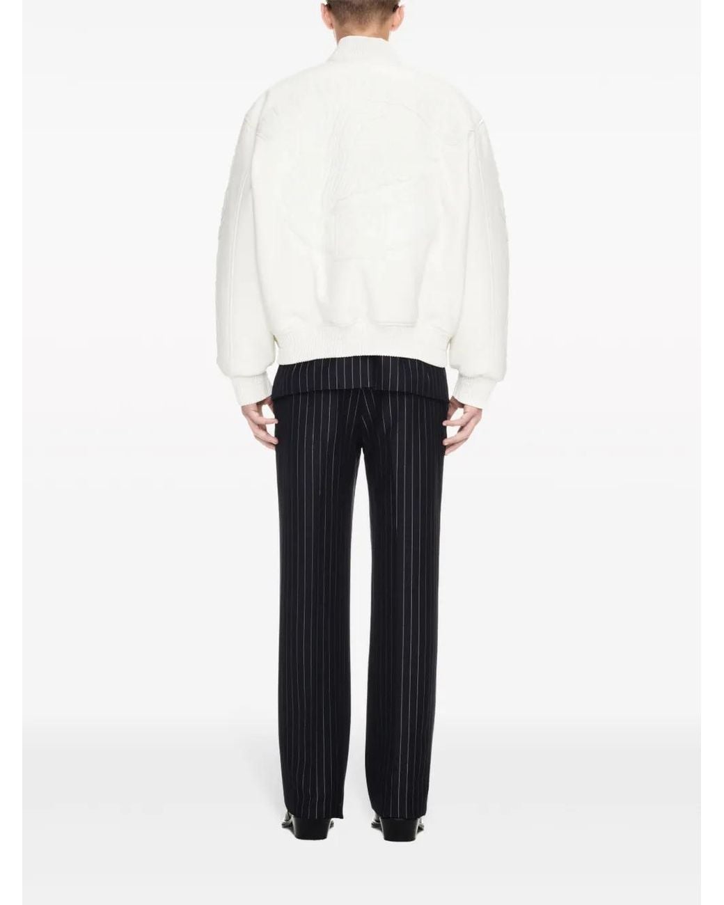 Off-White c/o Virgil Abloh White Natlover Oversized Logo-appliquéd Full-grain Leather Varsity Jacket for men
