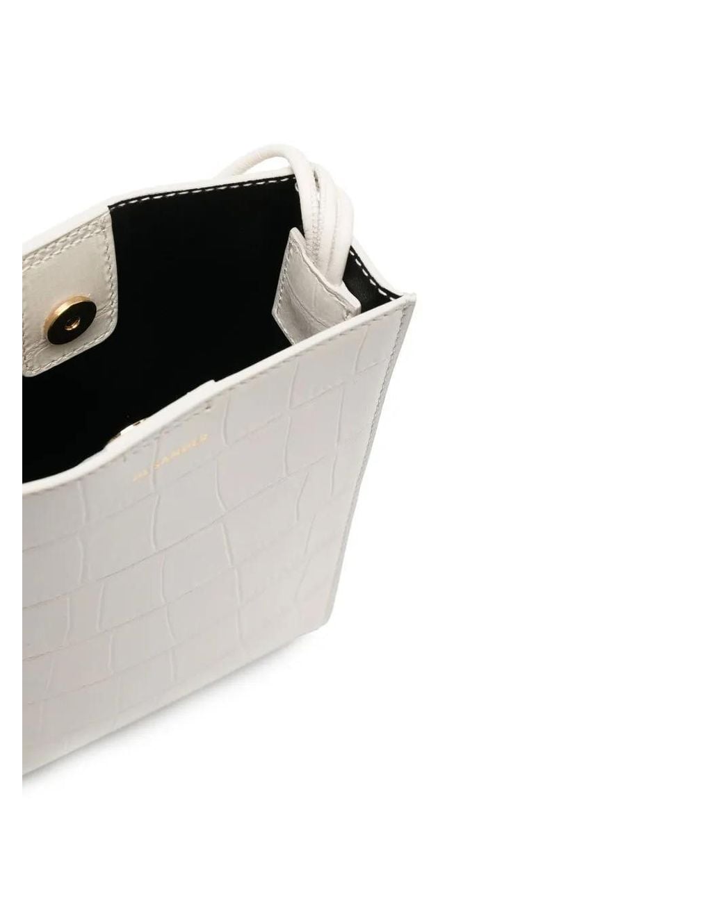 Jil Sander White Crocodile-Effect Leather Satchel Bag