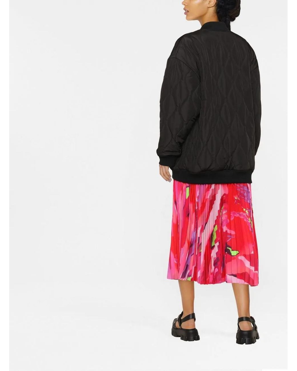 MSGM Black Quilted Bomber Jacket