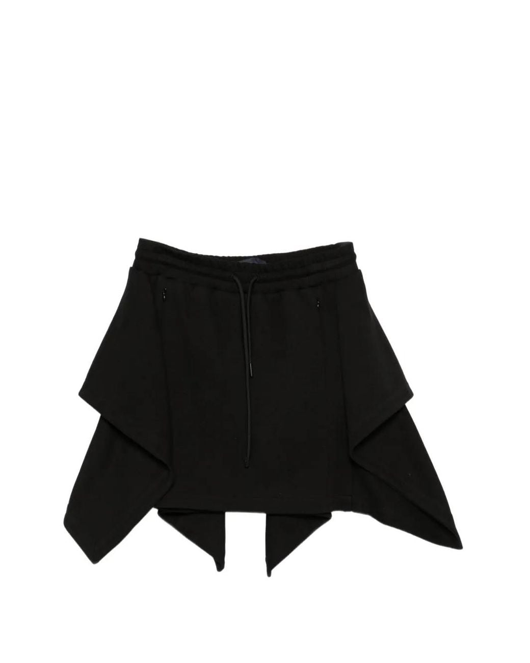 Juun.J Black Drawstring Layered Mini Skirt