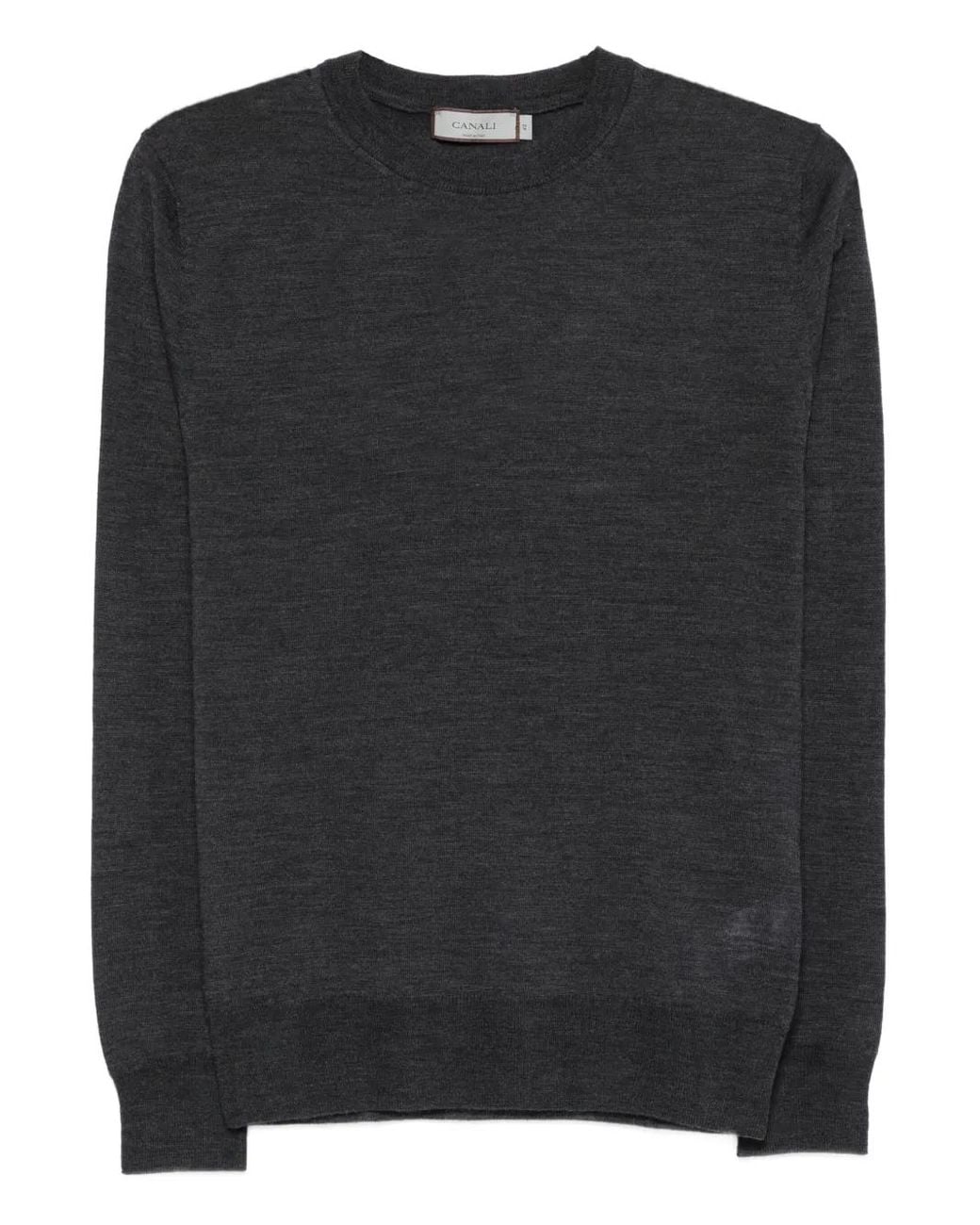 Canali Black Crew-Neck Wool T-Shirt for men