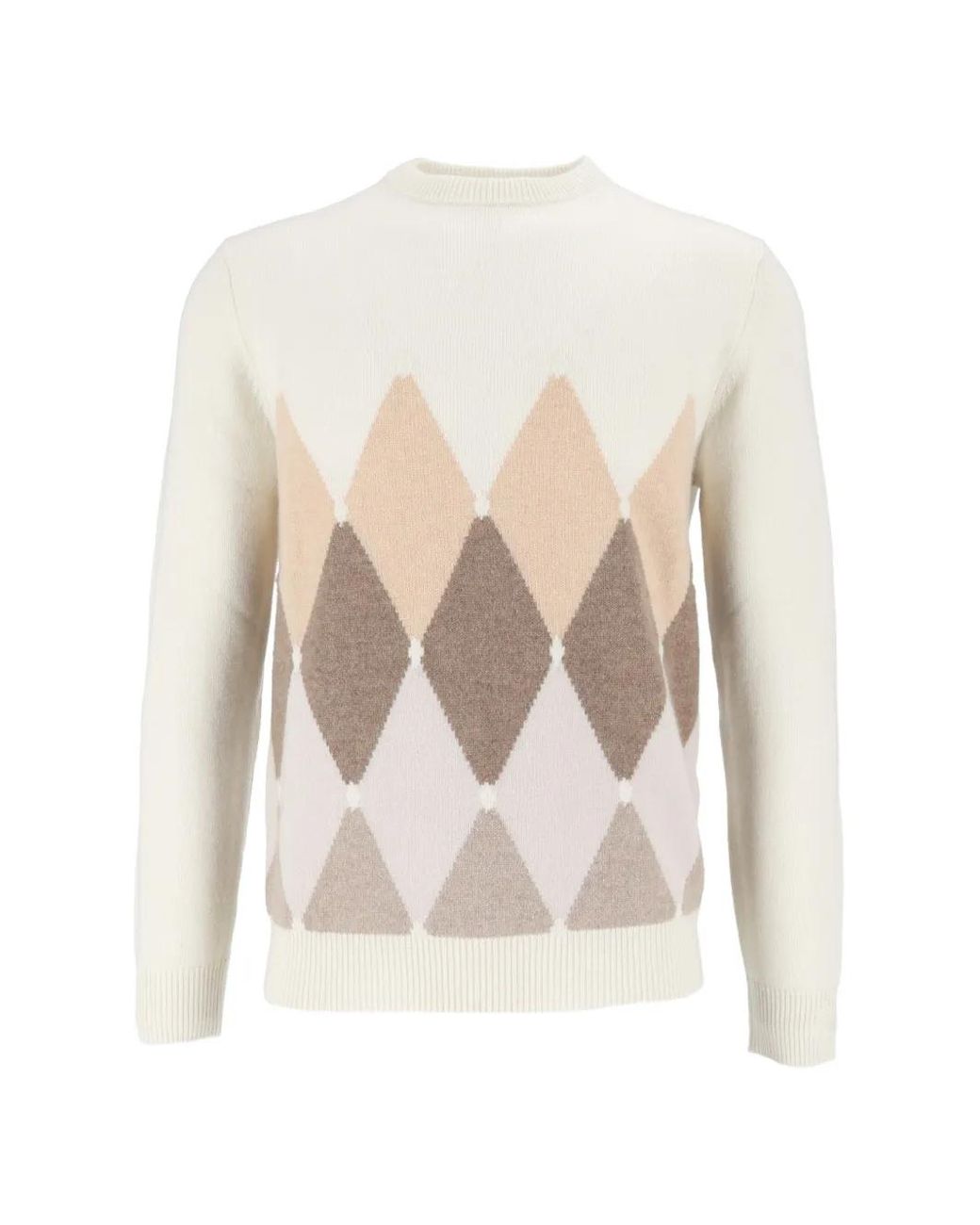 Ballantyne White Argyle-Intarsia Sweater for men