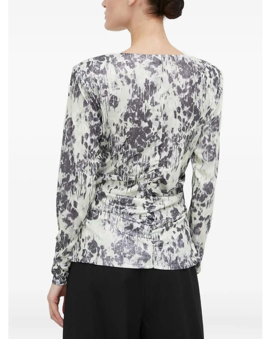 Day Birger et Mikkelsen Gray Long-Sleeve V-Neck Blouse