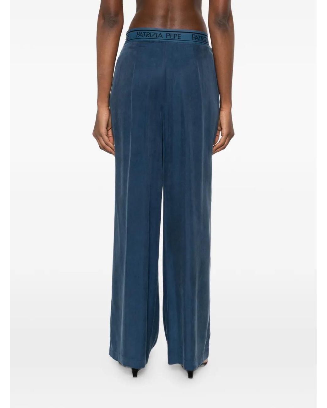 Patrizia Pepe Blue Elastic-Waistband Fluid Palazzo Pants