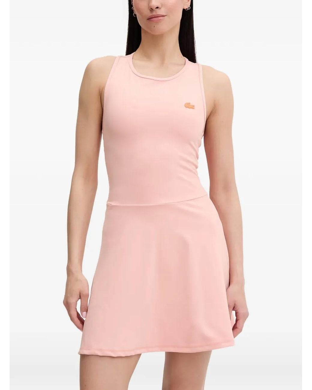 Lacoste Pink Robe Courte À Patch Logo