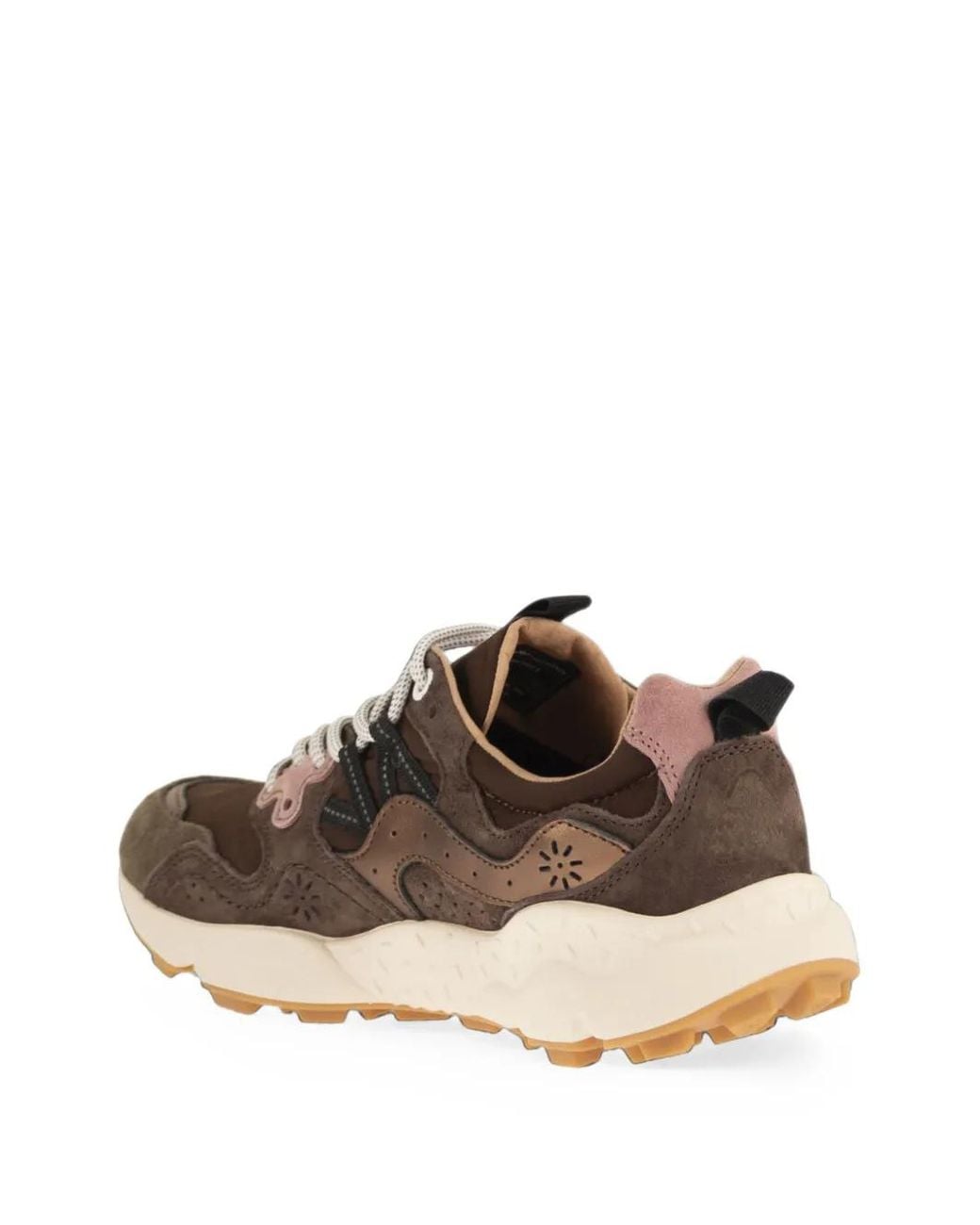 Flower Mountain Brown Yamano 3 Suede-Panel Sneakers