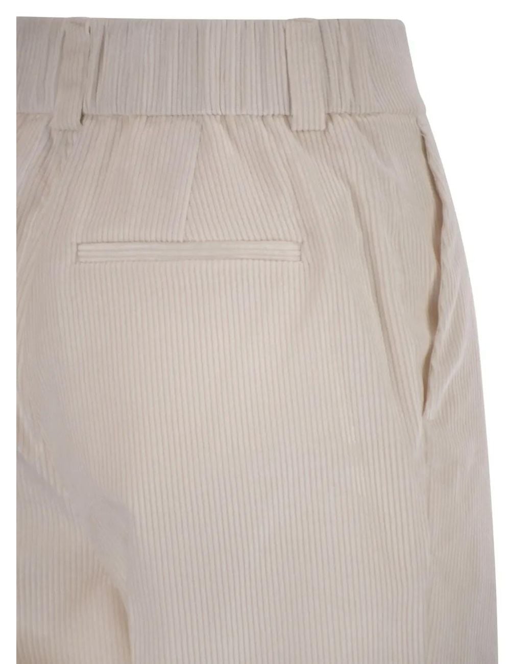 Peserico White Pleated Cuffed-Hem Trousers