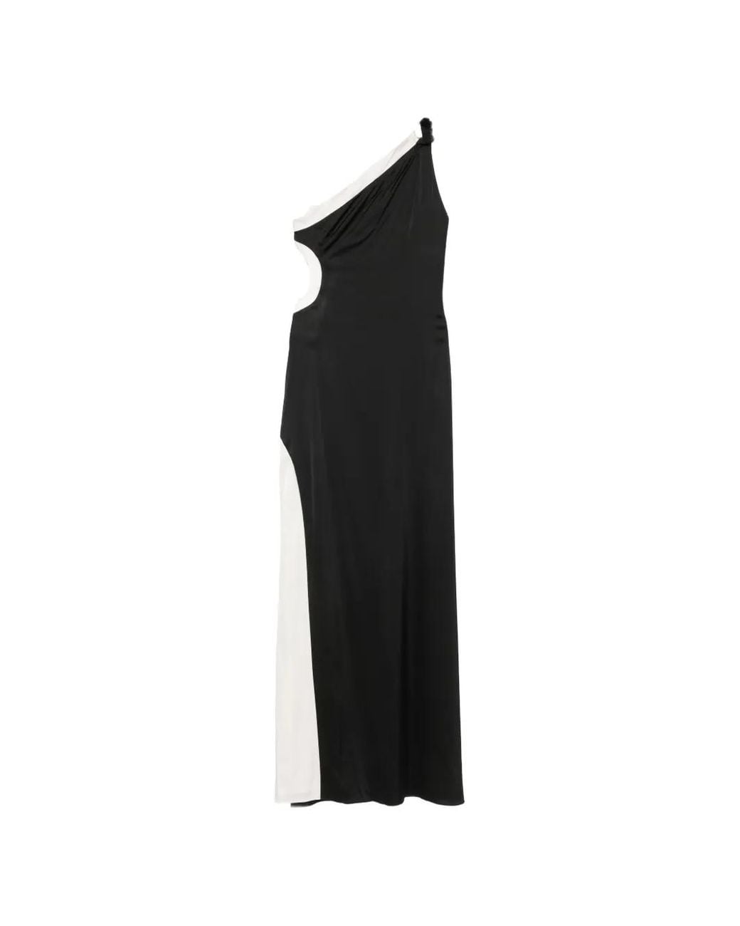 Alice + Olivia Black Gwendolyn Asymmetric Cutout Maxi Dress
