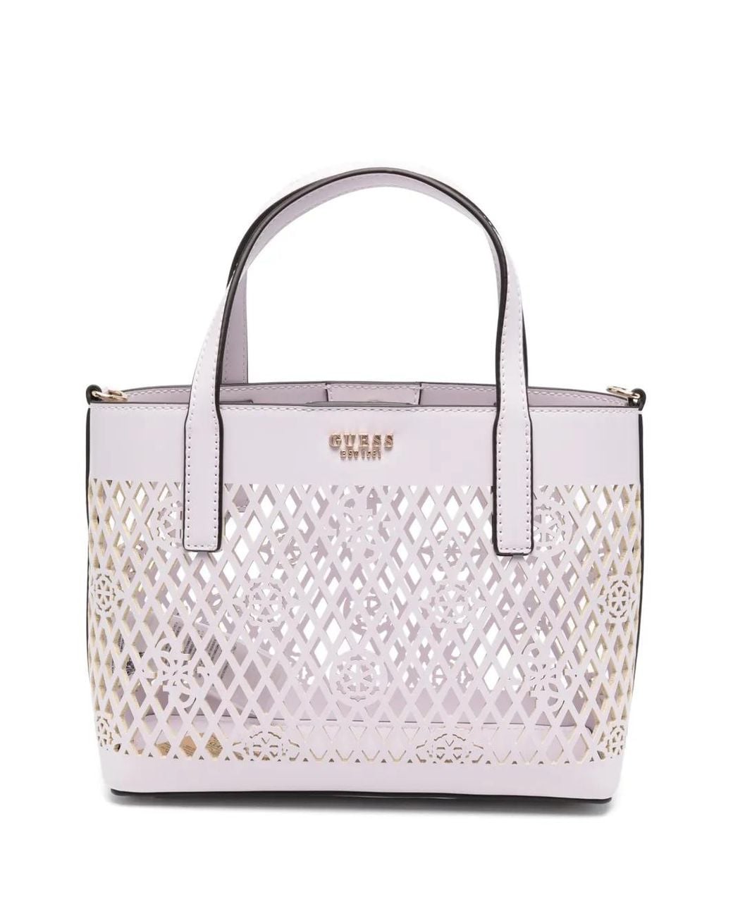 Guess Pink Letty Mini Cutout Top Handle Tote Bag
