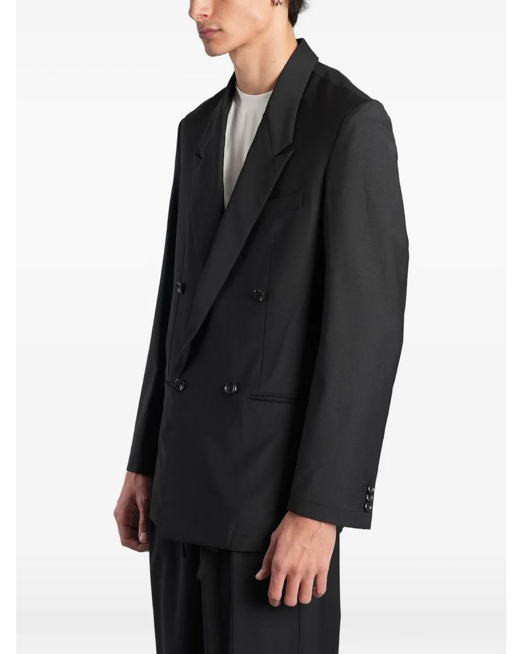 Attachment Black Double-Breasted Suit Jacket for men