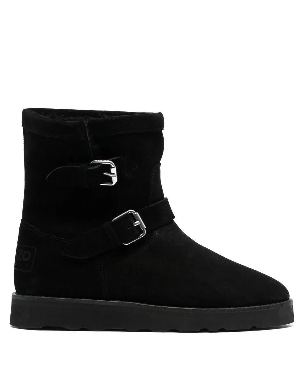 KENZO Black Buckle-Detail Suede Boots